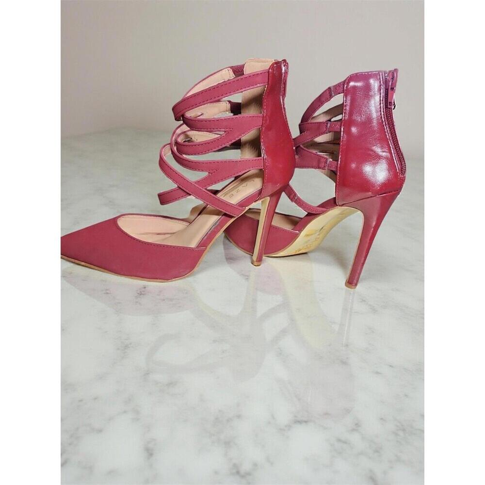 Glaze YUNI-15 Women’s 7.5 Red Wine Nubuck Strappy Zip Back Stiletto Sandals